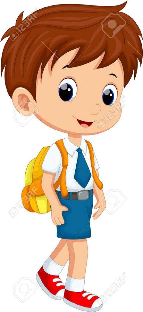 boy going to school clipart